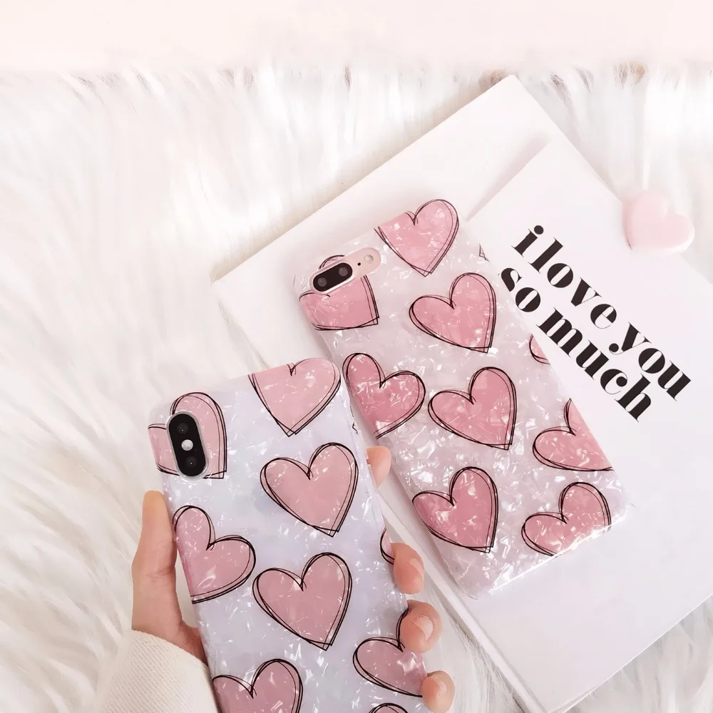 PGSD розовый любовь оболочка текстура мобильный телефон для iphone XS MAX XR apple 7/8 Plus 6s