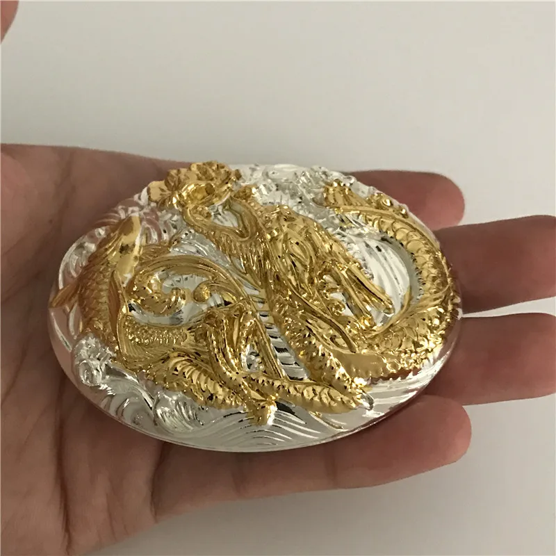 Retail 2021 New Style High Quality Oval 3D Gold Fish Dragon Solid Brass Belt Buckle For Men Women Fit 4cm Wide | Дом и сад