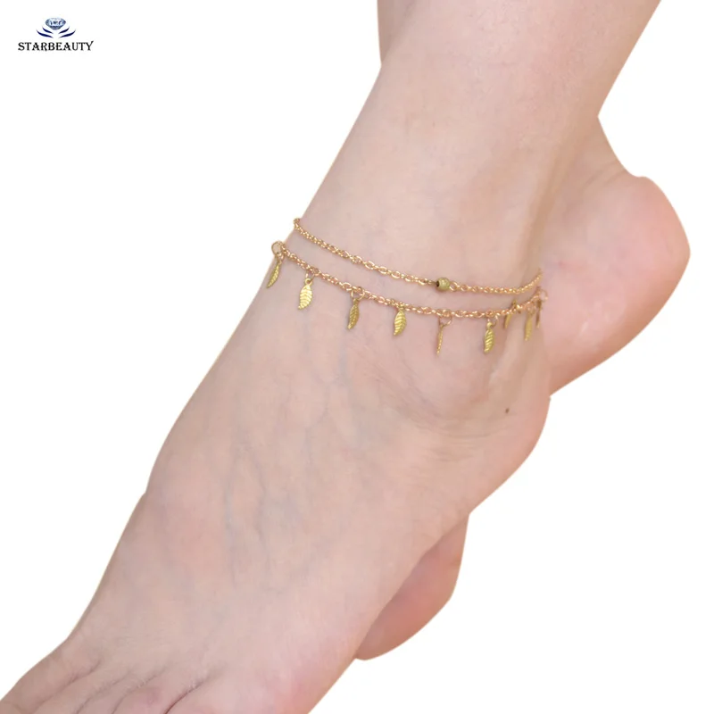 Модные летние браслеты с листьями и кисточками браслет на ногу цепочка 21 см