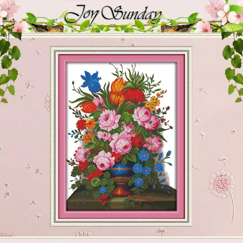 

Flower basket patterns counted Cross Stitch 11CT 14CT Cross Stitch Set Wholesale DIY Cross-stitch Kit Embroidery Needlework