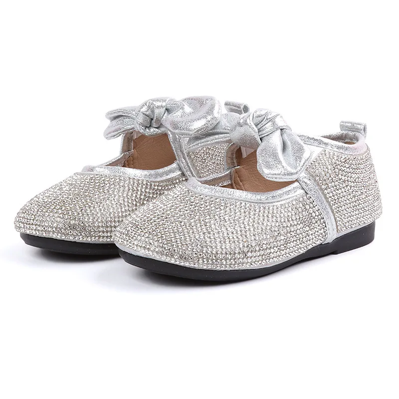

2018Autumn Little baby girl Casual shoes Childrens bows Rhinestone shoes Girl Princess dancing shoes Children soft-soled Shoes