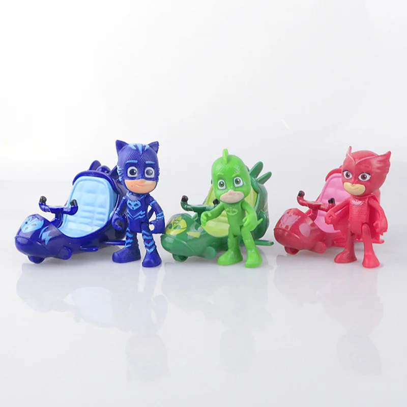 3 шт. pjmasks мультфильм модель с дирижабля символов Catboy Гекко плащ фигурку Коллекция