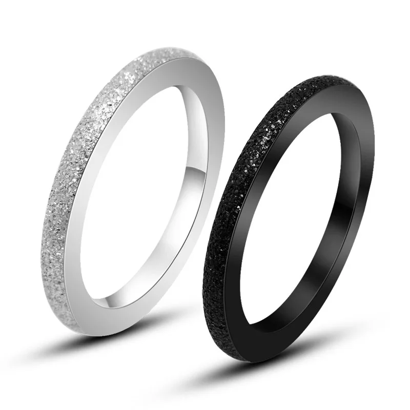Модные Простые матовый пару кольца черный белый titanium стали обручальное кольцо