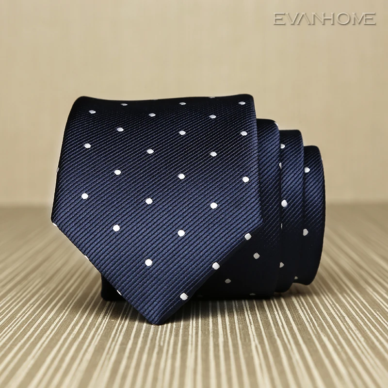 

Высококачественные деловые галстуки для мужчин, новинка, тонкий галстук 6 см, корейские модные галстуки в темно-синий и белый горошек для те...