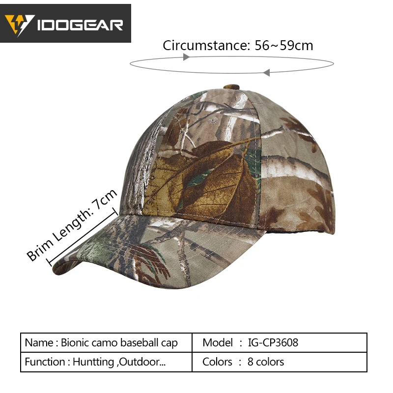 IDOGEAR тактическая бейсбольная кепка для папы шляпа от солнца головные уборы Bionic Camo