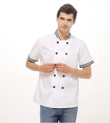 Костюм повара летняя однотонная белая дышащая двубортная рабочая одежда с