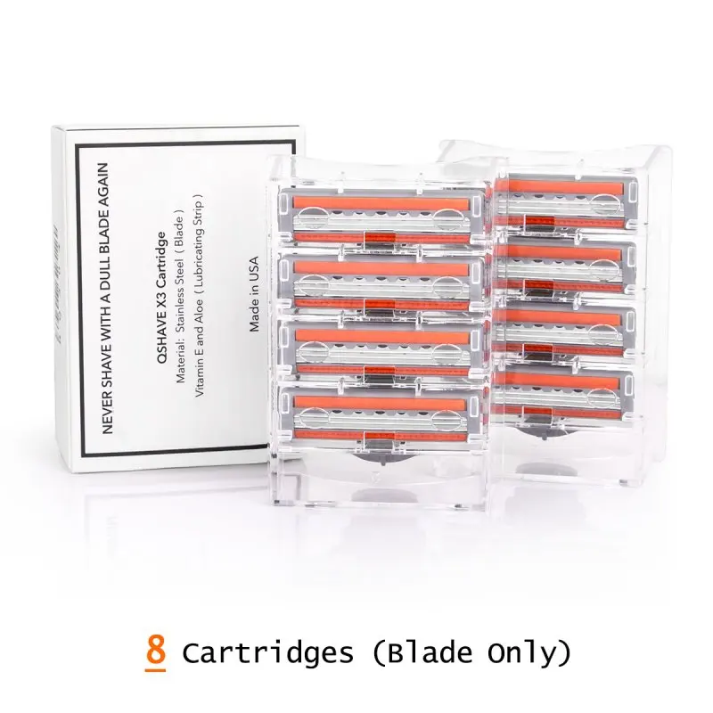8 Cartridges QShave Orange Series 3 Слои бритва Запасное лезвие Для мужчин руководство для бритья X3 лезвие 4 картриджей могут выбрать его 8 до 16 лет картриджи - Цвет: 8 Cartridges