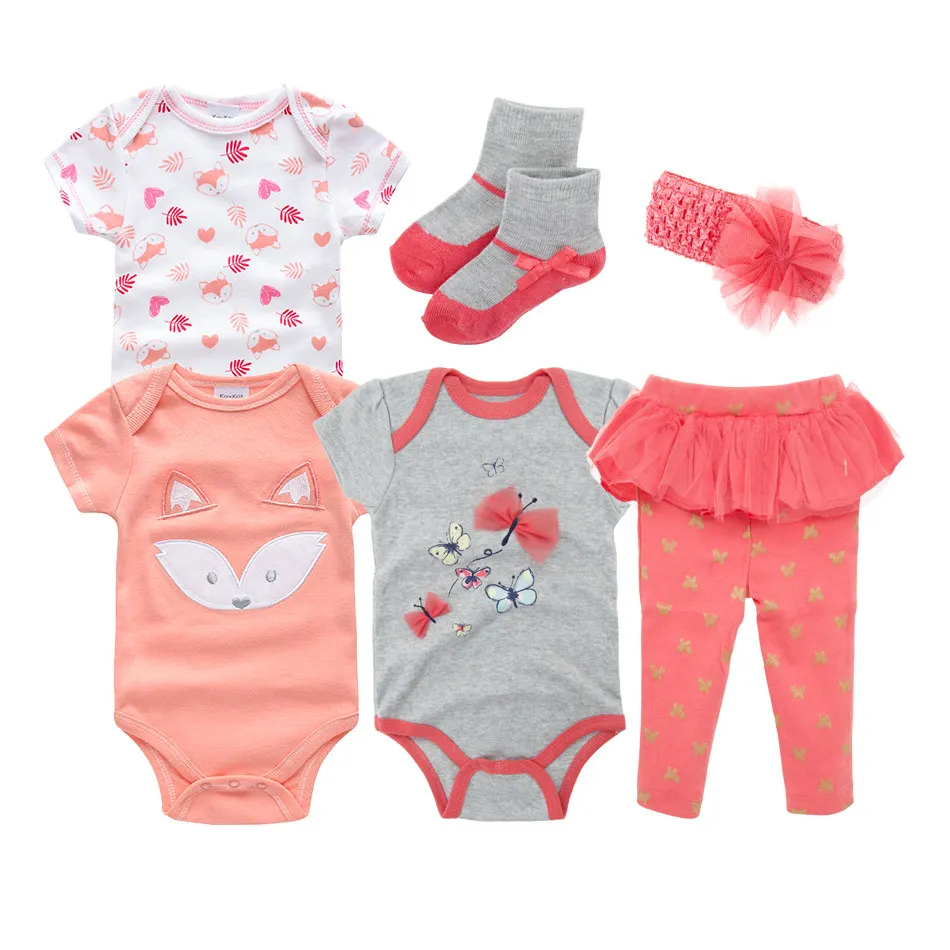 2019 Cute Cartoon Baby Boy Clothes Set Cotton 6 PCS Newborn Rompers Suit Bodysuit+Long Pants+Socks+Hats Infant Sets|Комплекты одежды|