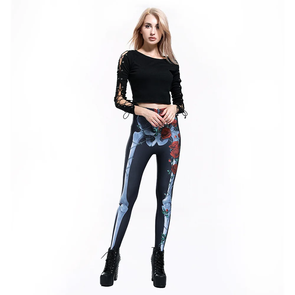 MOBTRS Leggings Hot Sell Women's Flower Digital Print Pants Woman Trousers Stretch Female Plus Size | Женская одежда