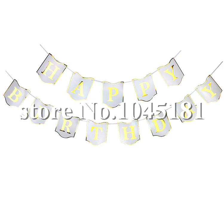 Черно-белый и золотой декоративный набор С Днем Рождения баннер пушистый