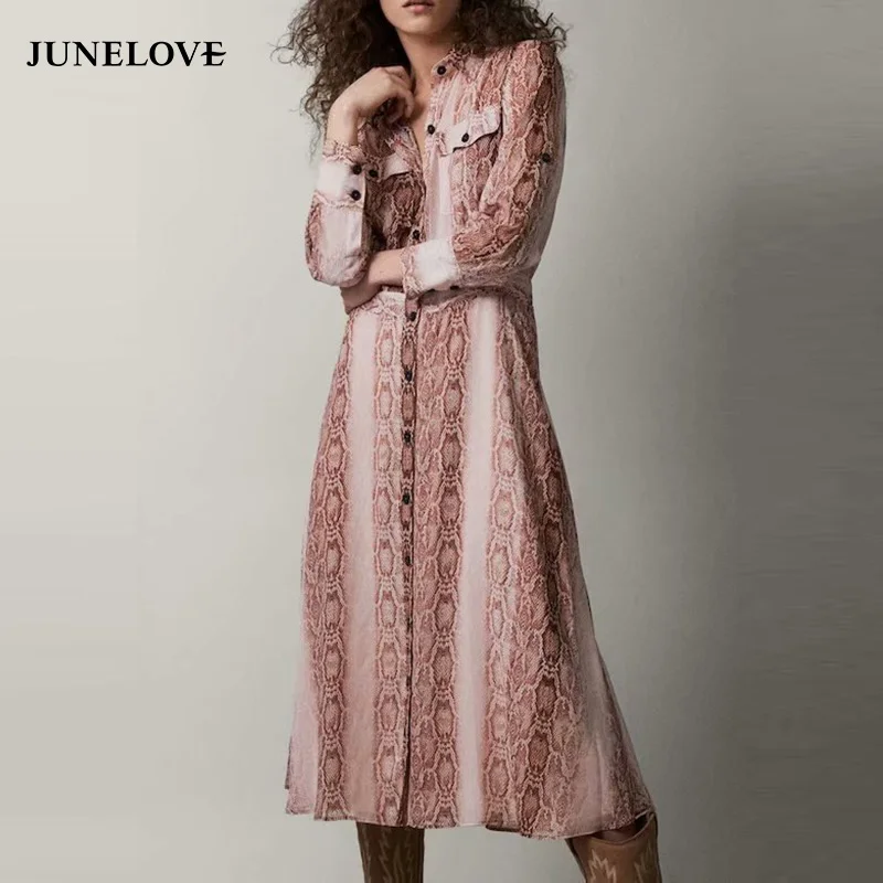 JuneLove женское весеннее длинное платье макси с длинным рукавом винтажное