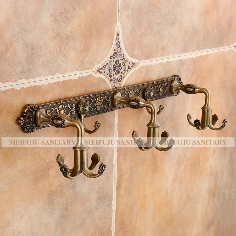 Antique 5 hook MEIFUJU настенный крючок с поворотом на 360 градусов, современный черный крючок для халата, крючок для ванной комнаты, винтажные антикварные Крючки для пальто, вешалка для полотенец, вешалка для ванной комнаты - Цвет: Antique 5 hook