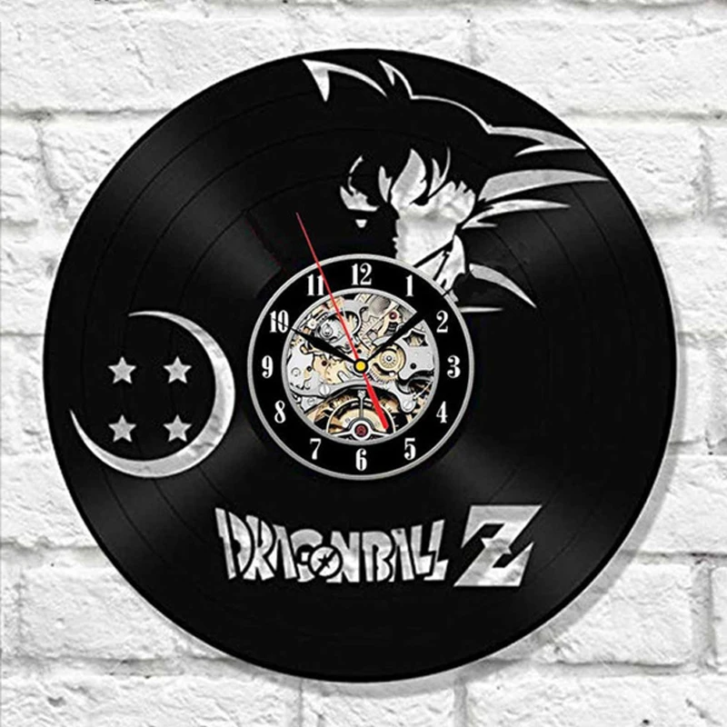 Dragon Ball Z настенные часы современный дизайн Wukong коллекционные 3D наклейки Ретро виниловая запись настенные часы настенные домашние декоративные часы
