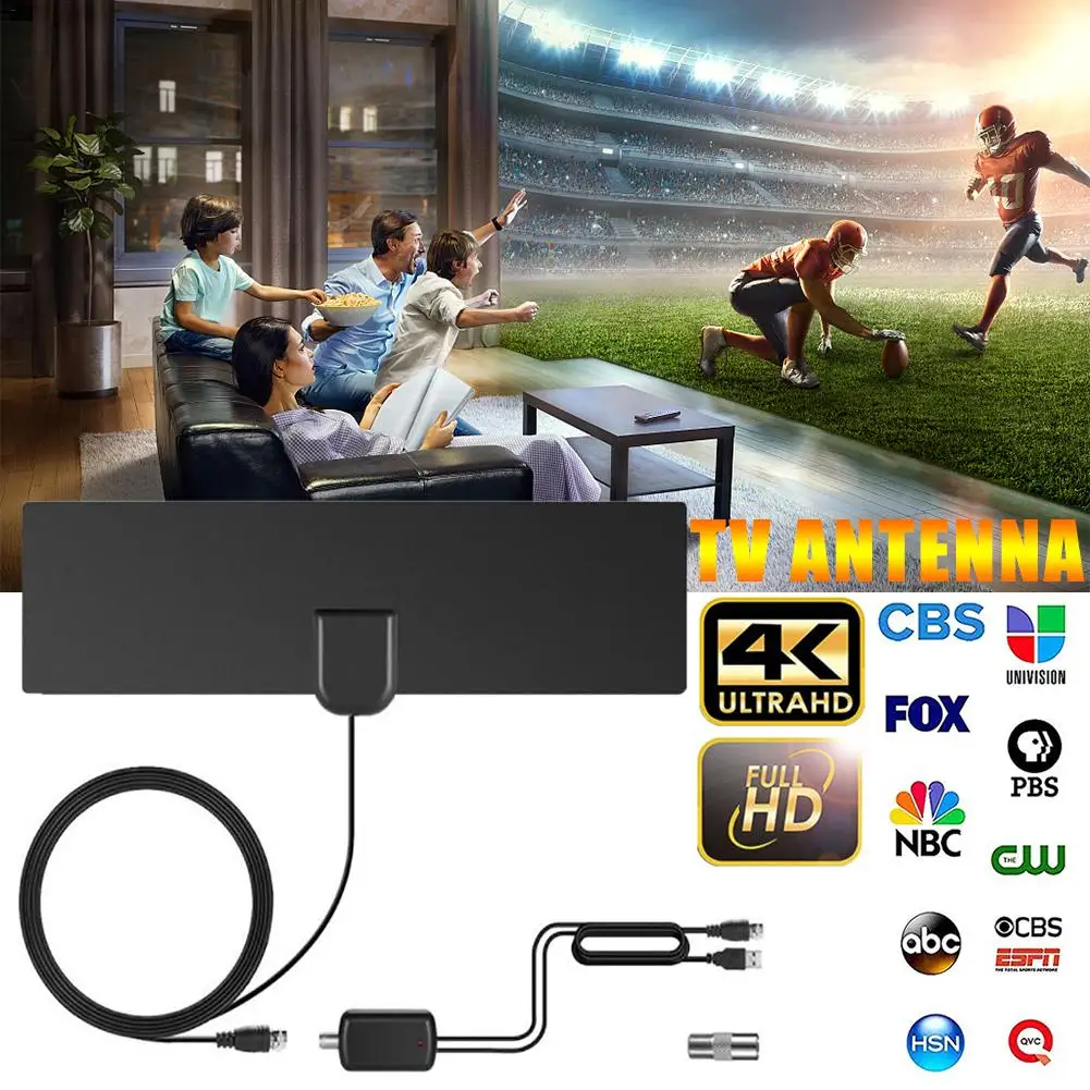 80 Miles 1080P HD tv внутренняя цифровая ТВ DVB-T2 антенна с усилителем сигнала Усилитель ТВ радиус прибой лиса телевизионная антенна