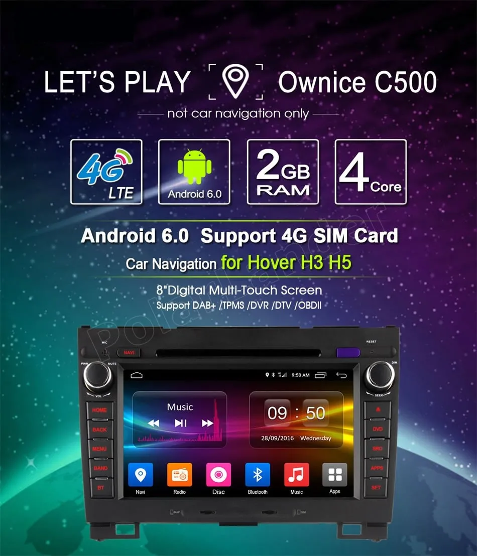 2 Din 8 дюймов Автомобильный dvd-плеер Android 6 0 Гб ОЗУ 16 Wifi GPS радио для G/reat W/all H-aval H-over H3 H5