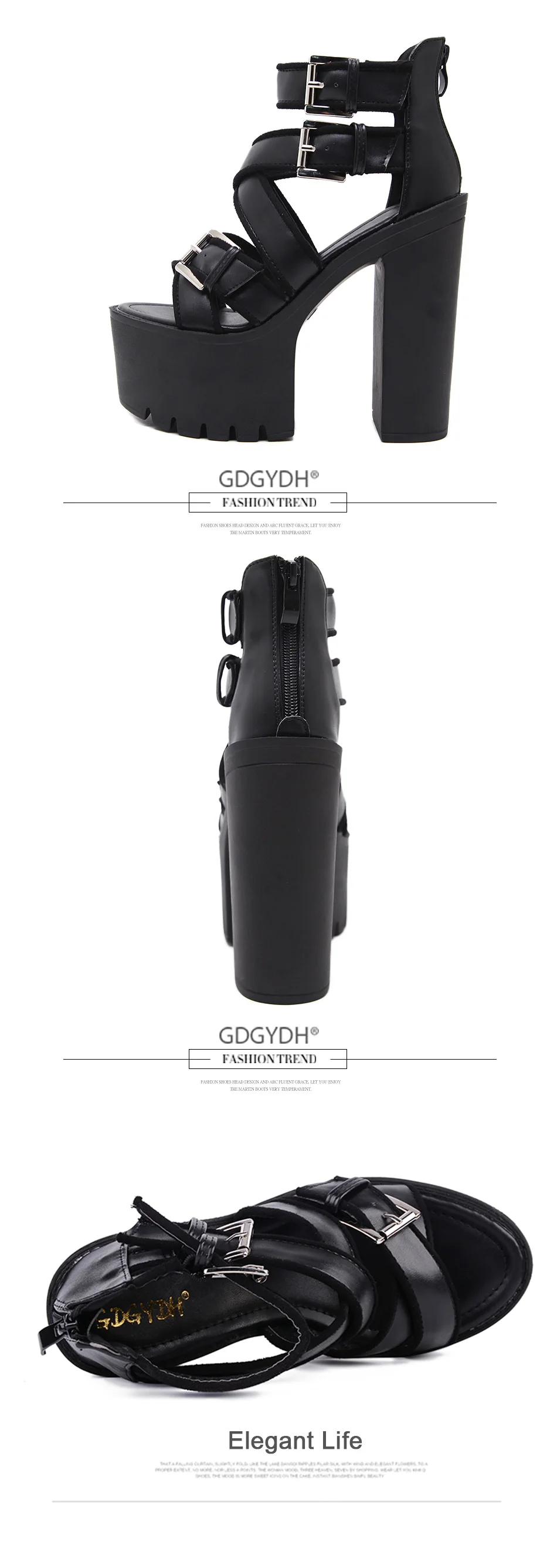 Gdgydh/черные Босоножки с открытым носком; женская обувь на платформе; босоножки на толстом каблуке; брендовая дизайнерская пикантная Летняя женская обувь из мягкой кожи