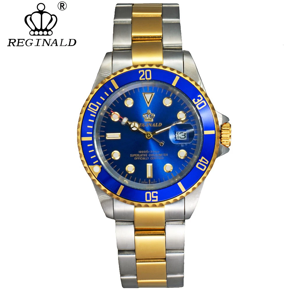 Реджинальд мужские s часы лучший бренд класса люкс Япония движение Мужчины t кварцевые человек Нержавеющая сталь Авто Дата наручные часы для мужчин водонепроницаемые часы