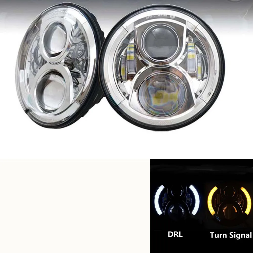 Model 4 Chrome Точечный светодиодный Hi Low проектор 7 дюймов круглые фары для Ford Mustang 1965-1978 для Jeep Wrangler JK TJ 1997 - Цвет: Model 4 Chrome