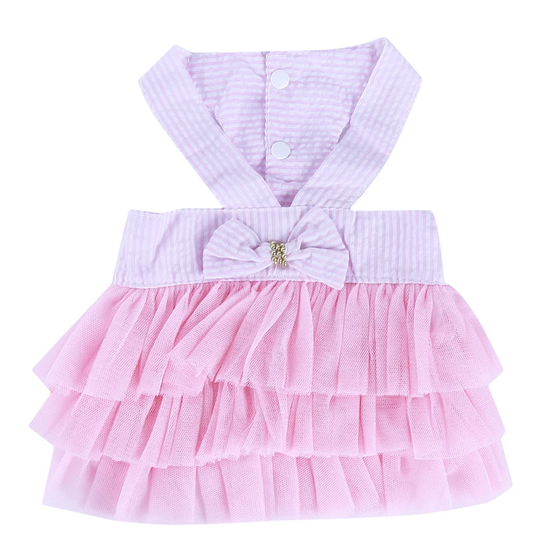 Модная одежда для собак платья весна и лето ремень в полоску с пышной юбкой из
