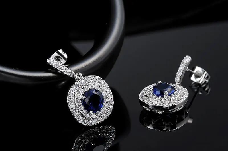 T.N 1983 Summer Jewelry Rhinestone Vintage Classic Square Sets Fashion Blue Necklace Earrings | Украшения и аксессуары