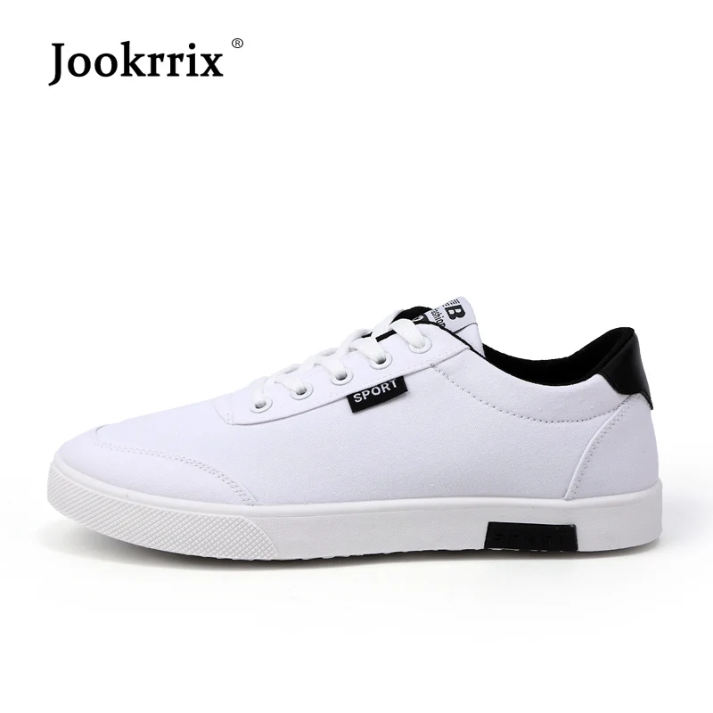 Jookrrix 2018 Новая Осенняя модная парусиновая обувь Для мужчин кроссовки белые туфли