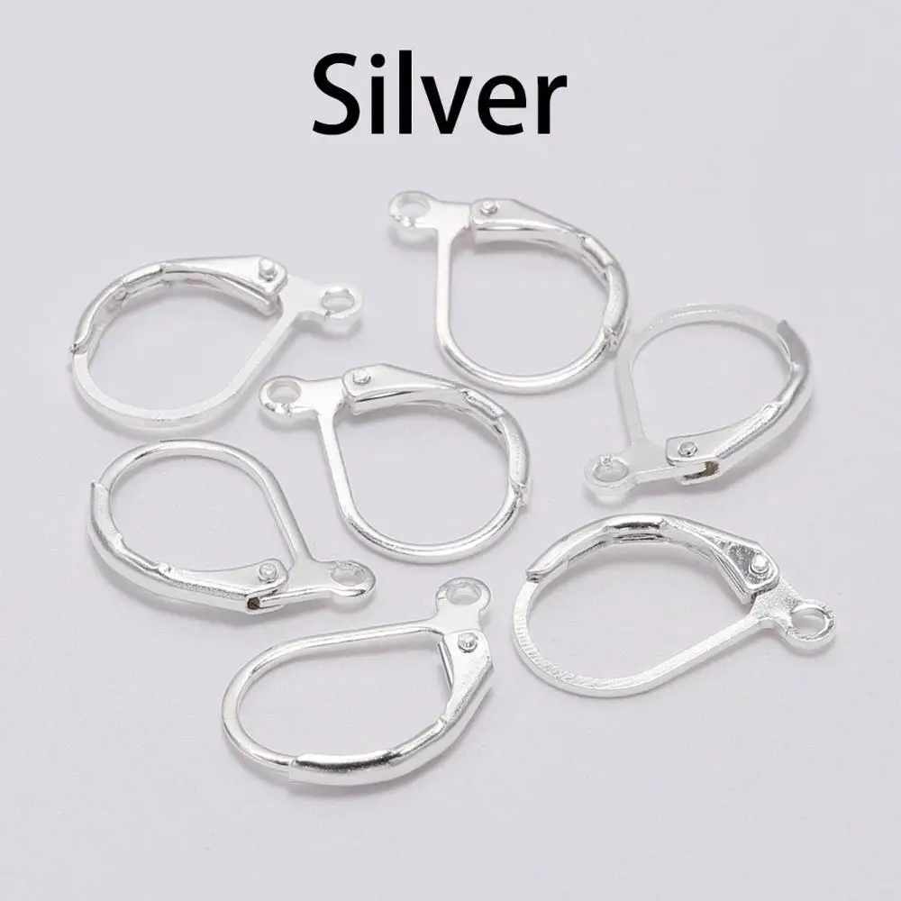 Silver 20 шт./лот 15*10 мм серебро золото Французский рычаг Серьги Крючки провода настройки база обручи серьги для DIY ювелирных изделий поставки - Цвет: Silver