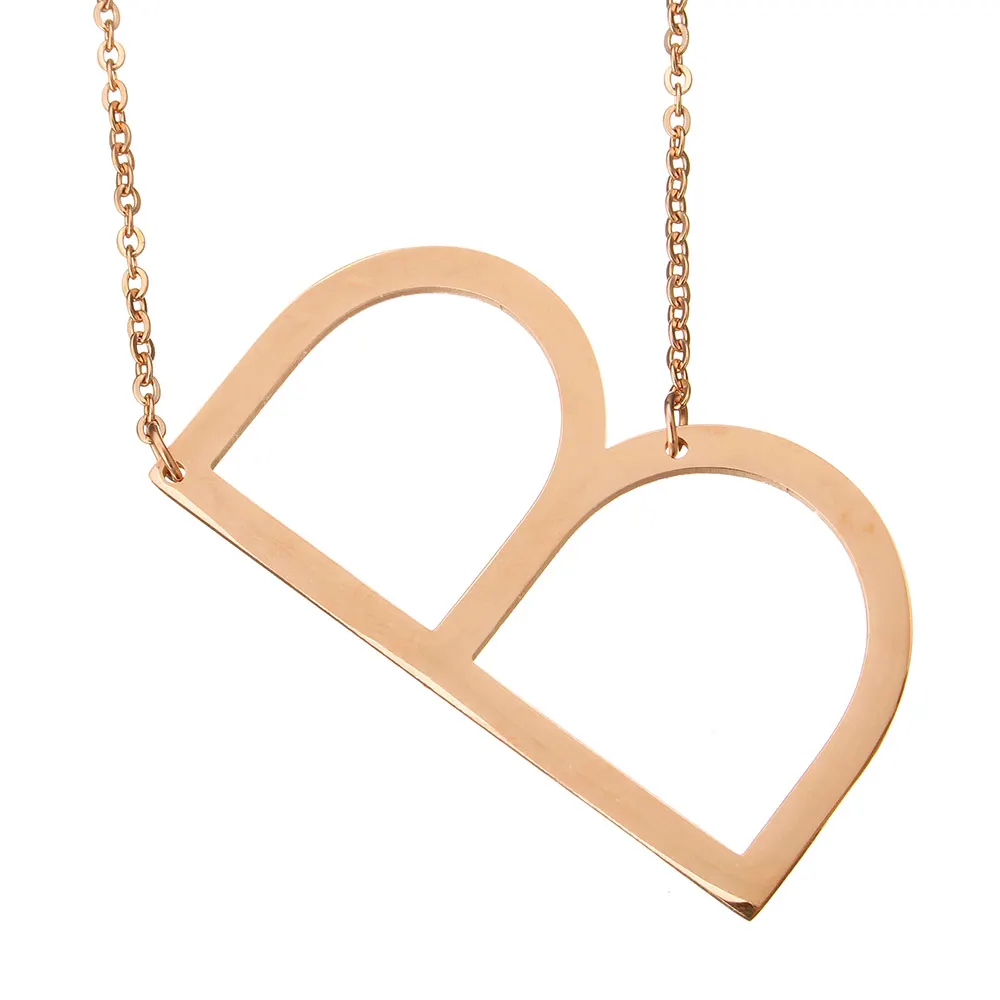 Новинка 2017 ожерелья с подвесками в виде букв из нержавеющей стали цвета розового