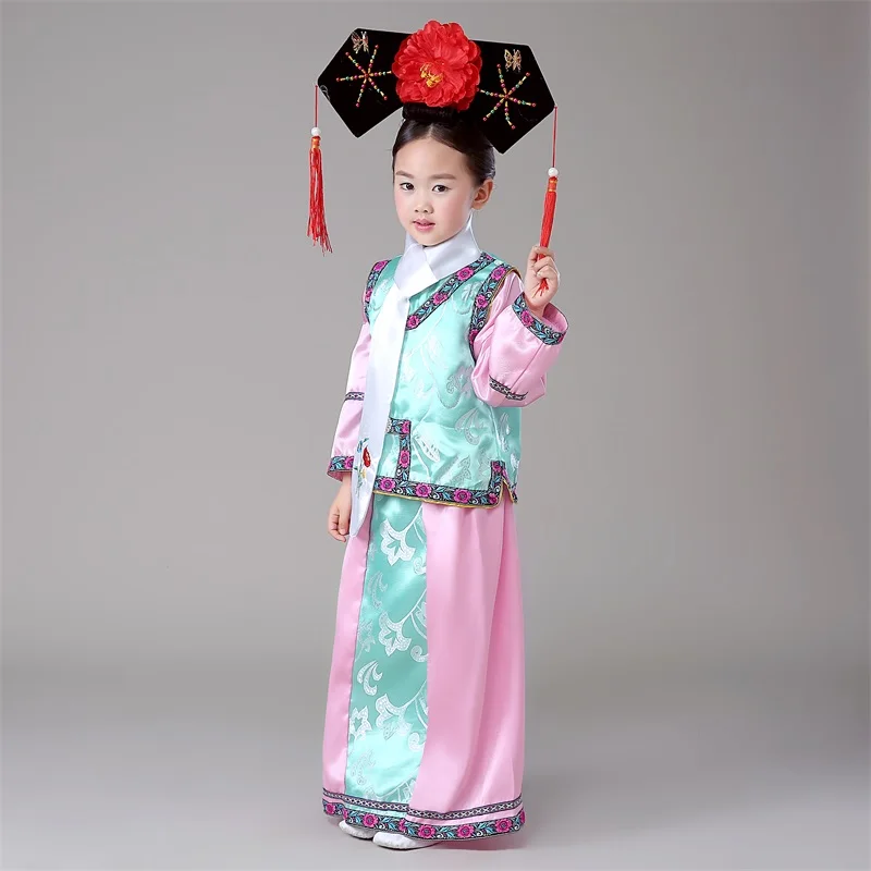 Hanfu/детское китайское платье принцессы династии Цин традиционное для девочек на