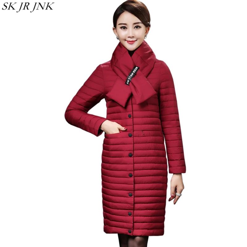 Женское белое пуховое пальто 2018 зимняя Модная тонкая Стеганая пуховая куртка