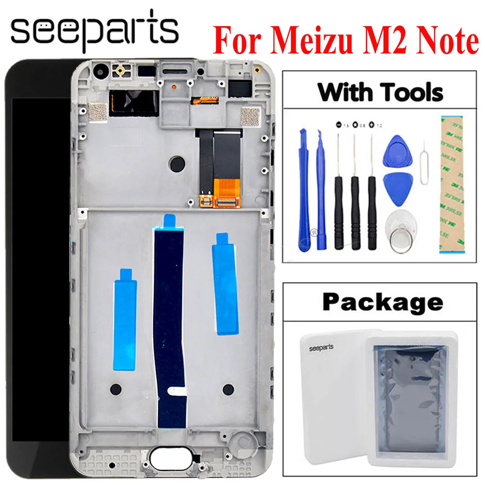 Черный 5 &quotMeizu M2 Note ЖК-дисплей дигитайзер сенсорного экрана в сборе с рамкой Meizu NOTE