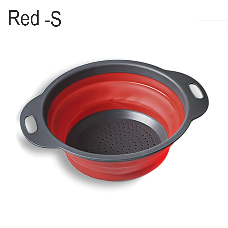 Red S Многофункциональный кухонный складной силиконовый дуршлаг для фруктов и овощей Экономия пространства DAG - Цвет: Red S