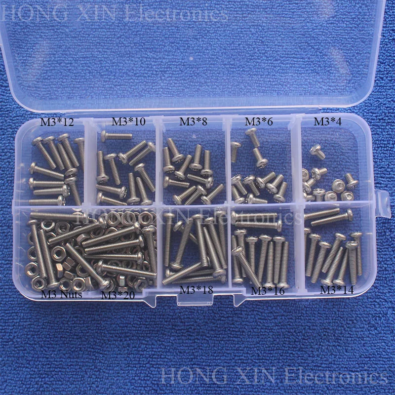 

180pcs M3*4/6/8/10/12/14/16/18/20mm 304Stainless Steel Button Head Bolts Socket Screws With Hex Nuts Assortment Kit screw