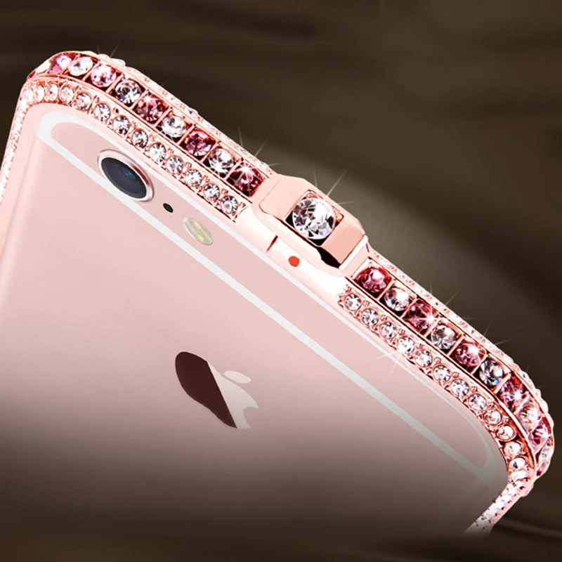 Шикарный чехол-бампер с алмазами чехол для iPhone 6, 6 S, 7, 8 Plus, роскошный блестящий сверкающий стразы, Алюминиевый металлический каркас, чехол для телефона s