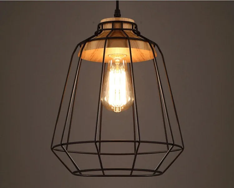 Marmenkina LOFT Modern Minimalist Wood Iron Cage Industrial Pendant lamp Bar Table Cafe Restaurant Indoor E27 110V 220V 230V | Освещение