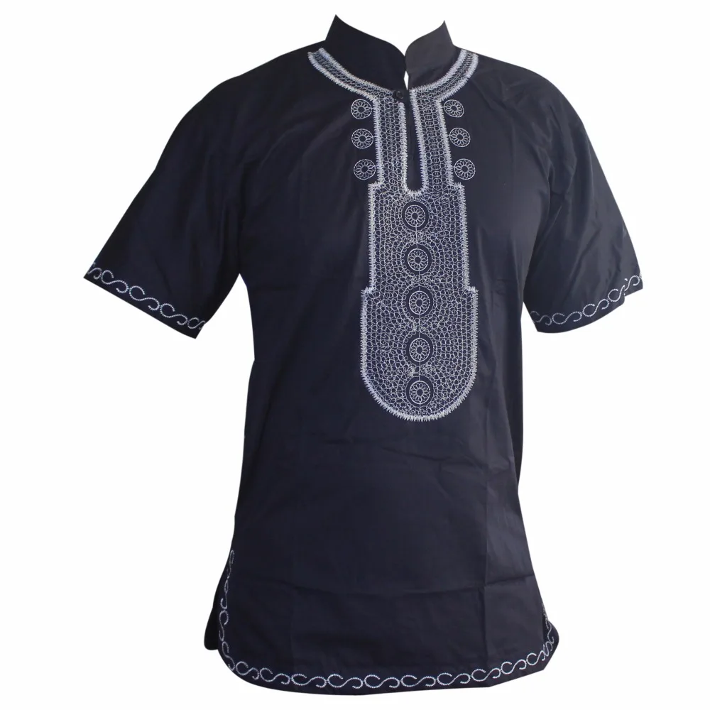 Dashikiage черная белая темно синяя вышитая тонкая африканская хиппи Топ Дашики