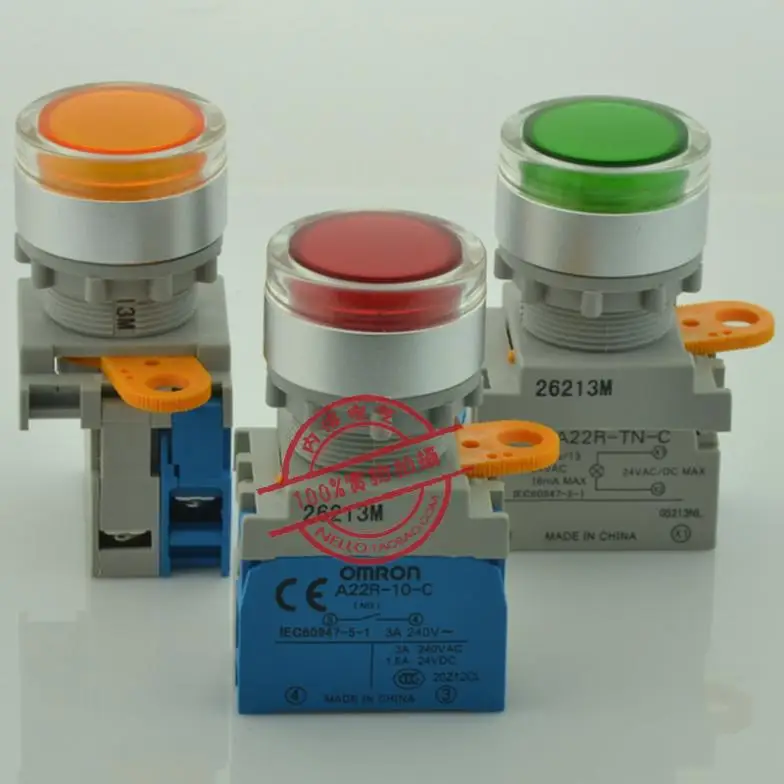 

[ SANY ] 22mm flat head illuminated buttons A22RL-F *-24A-10M self-resetting 24V 1NO--10PCS/LOT