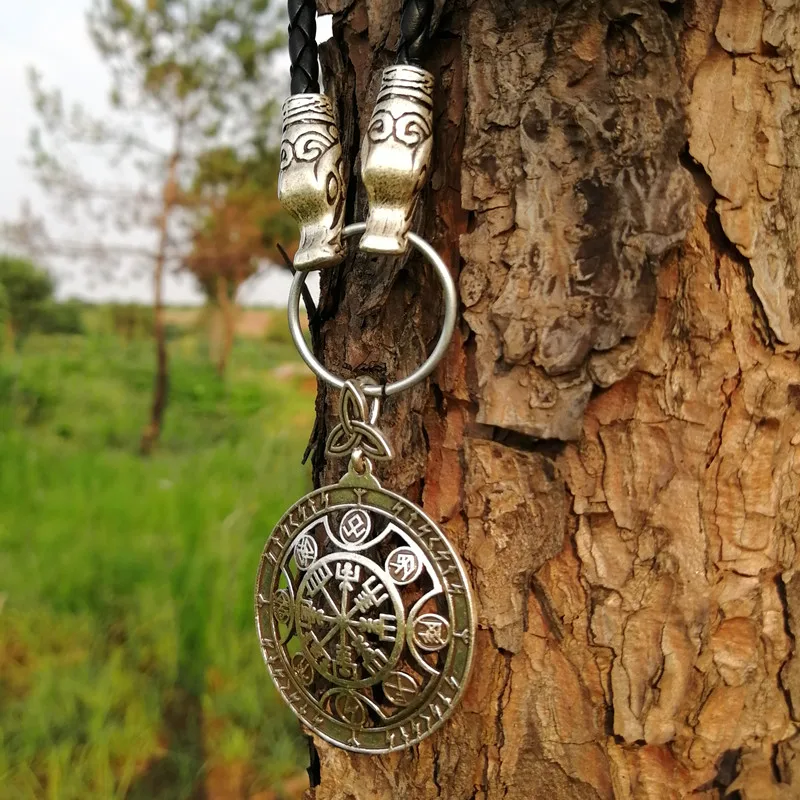 Голова Волка Vegvisir ожерелье с подвеской в форме руны viking кожаное для мужчин и