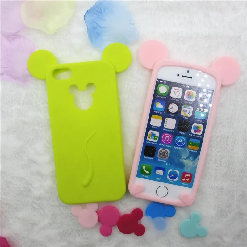 SYCASE Lovely Cartoon Mouse Ear Phone Back Case Cover for IPhone 6/6s/7/7plus Soft Silicon 8 6plus 6s 7 plus | Мобильные телефоны и