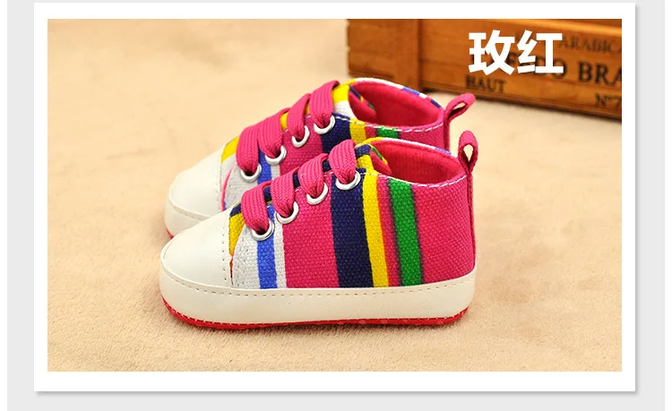 

Taoqueen New High quality baby shoes girls boys 2017 fashion rainbow canvas shoes soft prewalkers casual baby shoes