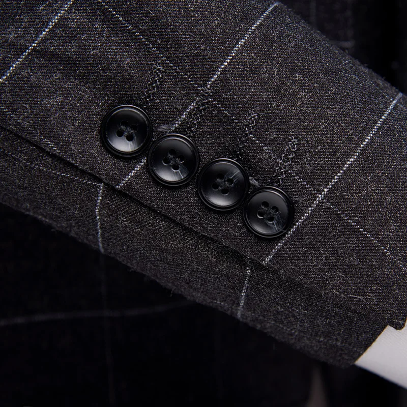 2019 строгие костюмы мужской смокинг Мода сетка полоса Мужская Slim Fit деловой