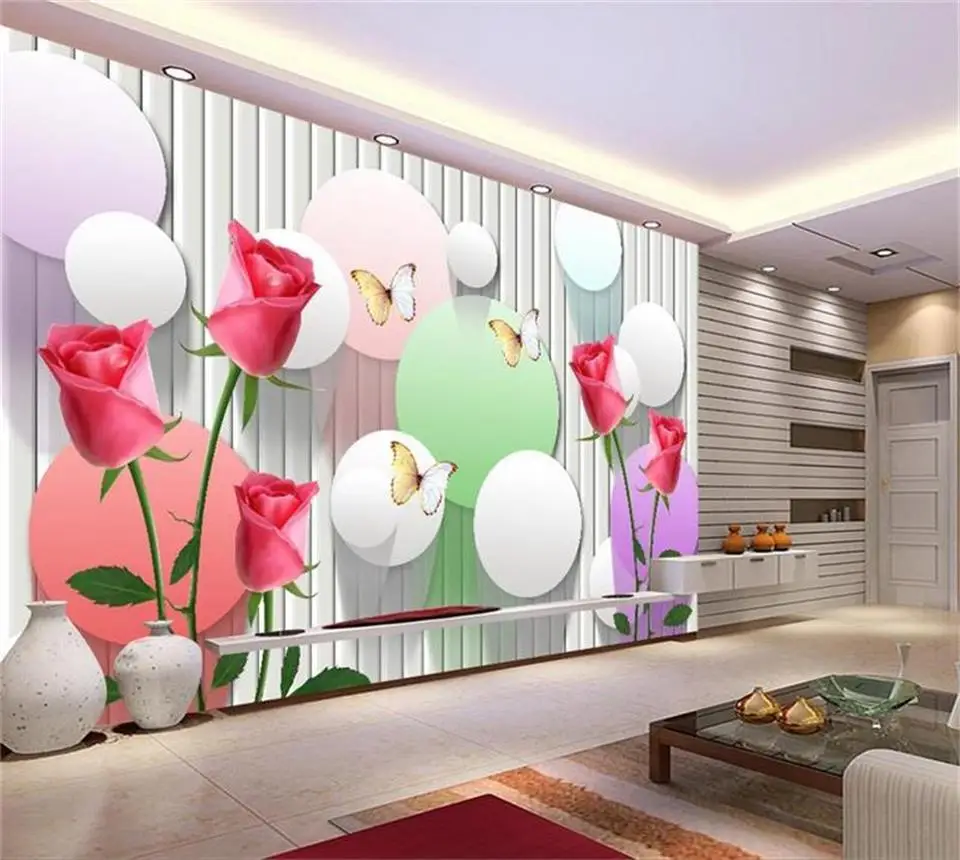 

Фотообои на заказ, нетканые настенные 3D-обои с изображением бабочки, розы, для гостиной, телевизора, дивана, Декор для дома