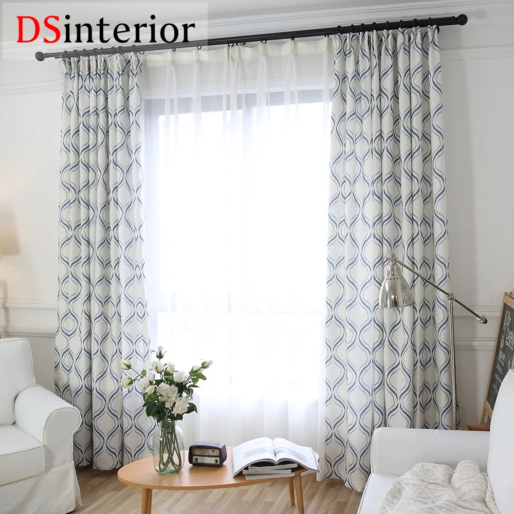 Dsinterior современный геометрический рисунок из хлопка и льна штора для окна спальни