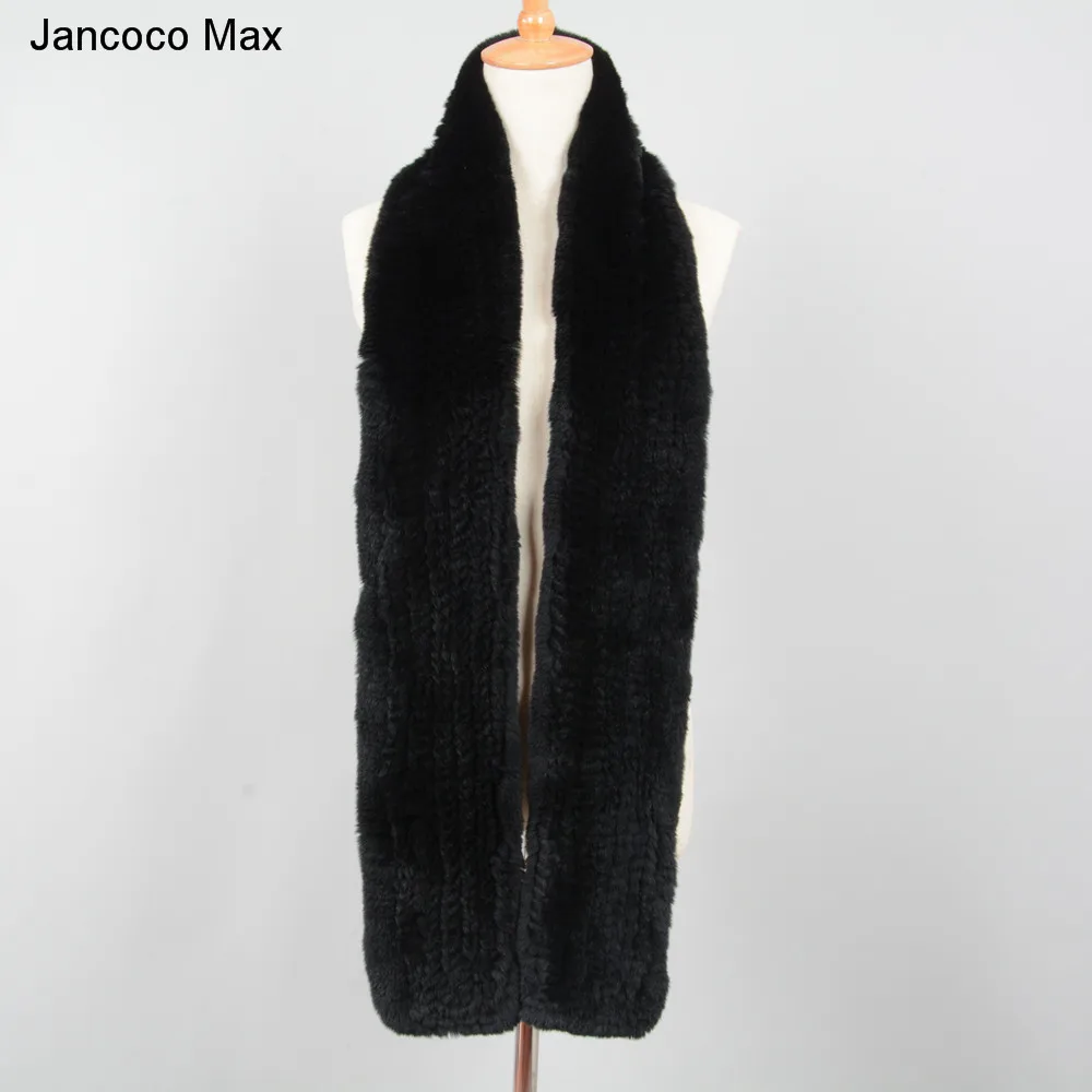 Jancoco Max зимний женский толстый вязаный шарф из натурального кролика рекс Модный стильный длинный шали высокого качества S7190