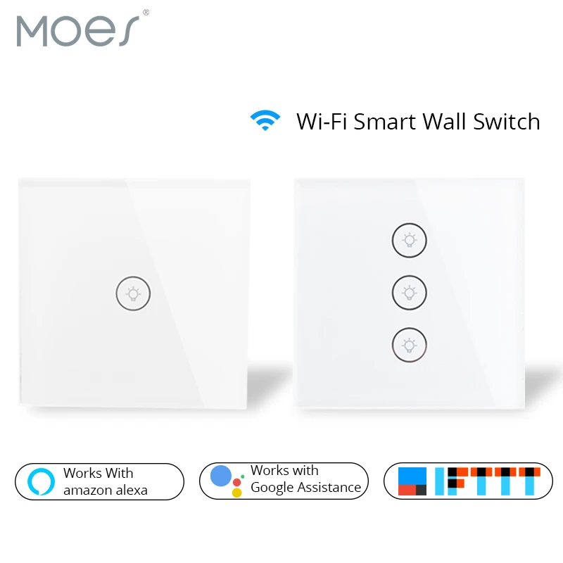 Wifi смарт настенный сенсорный выключатель стеклянная панель стандарт ЕС