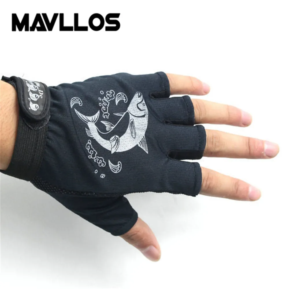 Mavllos, 3 цвета, уличные спортивные перчатки для рыбалки, 1 пара, перчатки для ловли нахлыстом, мужские, водонепроницаемые, дышащие, Нескользящие, прочные - Цвет: Черный