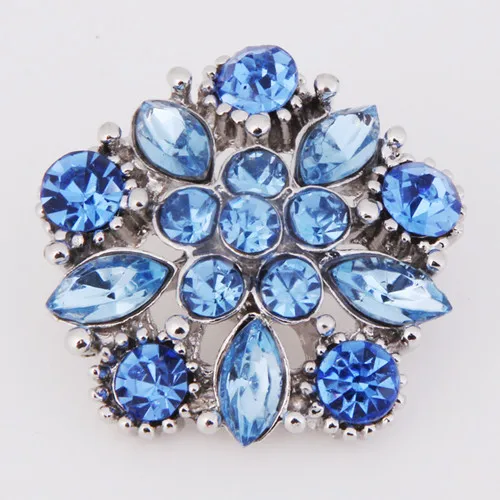 Hot KZ1168 Charm Flower Rhinestone Fashion 18mm snap buttons fit DIY snaps bracelets necklaces jewelry wholesale trendy women | Украшения и