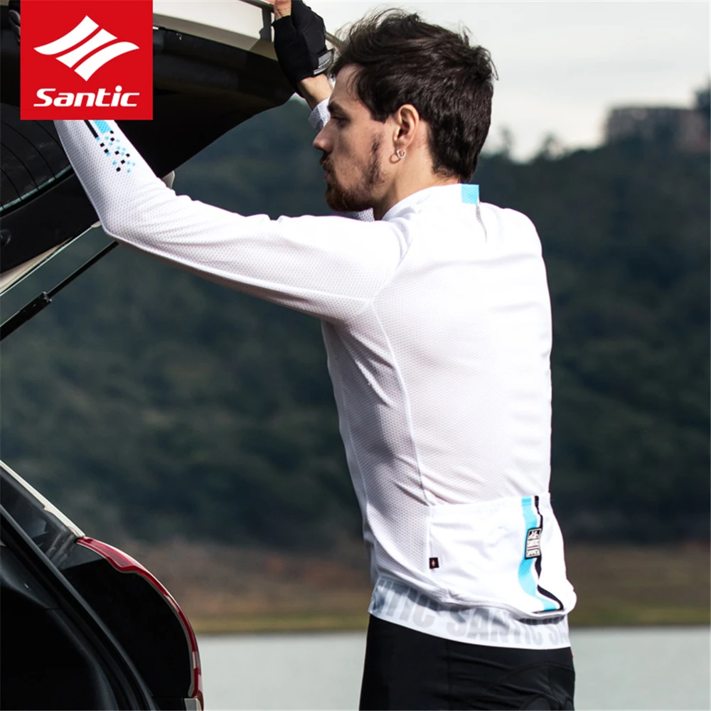 Мужские майки для велоспорта Santic спортивная одежда с длинным рукавом горного