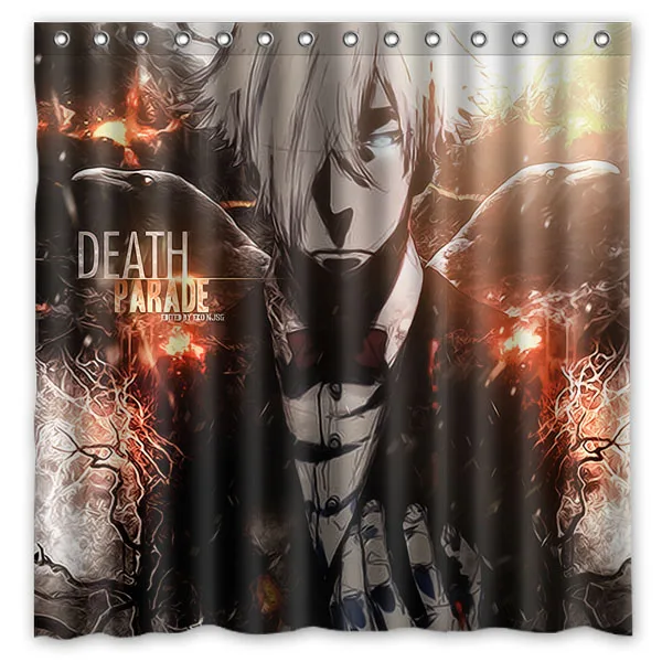 Death Parade Waterproof Shower Curtain Polyester Fabric Bath Bathing Bathroom Curtains with Hooks Home Decor | Дом и сад