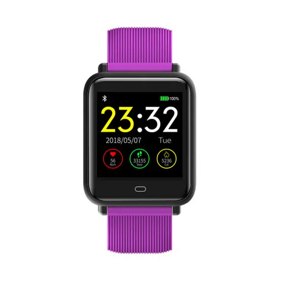 purpel without box Q9 спортивные умные часы, часы на Android для женщин и мужчин, водонепроницаемые умные часы с сердечным ритмом, кровяное давление, умные часы для IOS телефона - Цвет: purpel without box