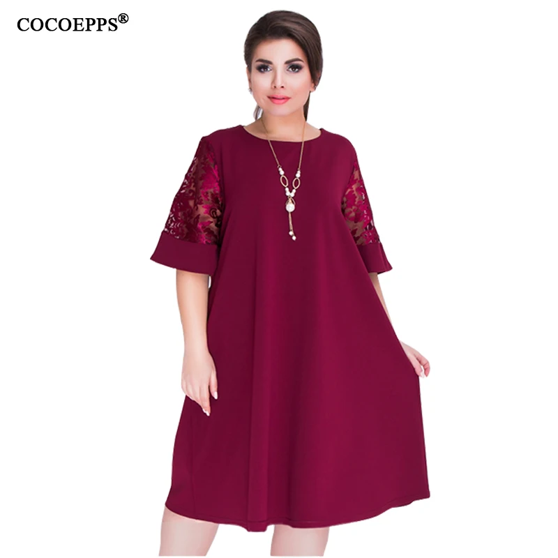 Женское кружевное платье COCOEPPS длинное винтажное до колена большого размера для